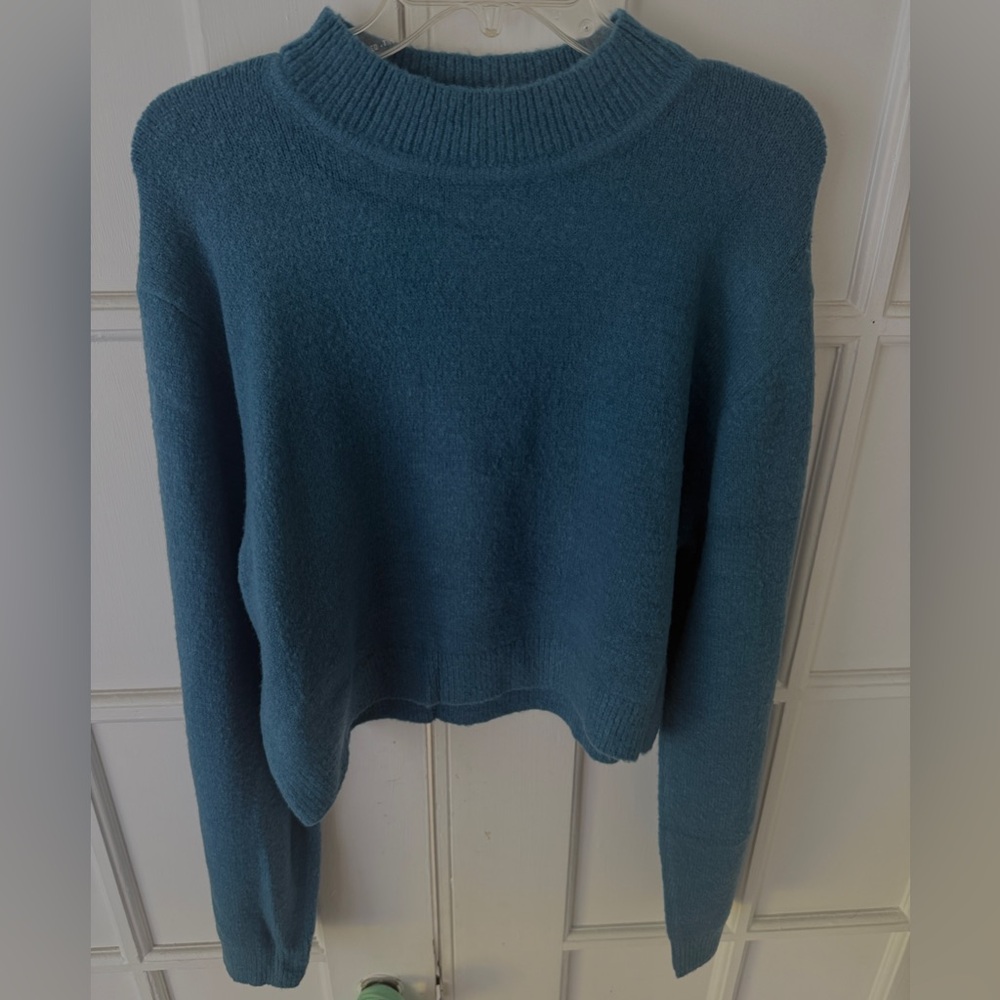 Tulip Turquoise Cropped Knit Sweater XL Soft Cozy Pullover